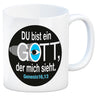 Du bist ein Gott, der mich sieht. Kaffeebecher mit Bibel Zitat