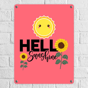 Gute Laune Metallschild in 15x20 cm mit Spruch Hello Sunshine