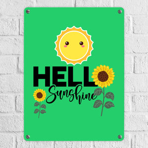 Gute Laune Metallschild in 15x20 cm mit Spruch Hello Sunshine