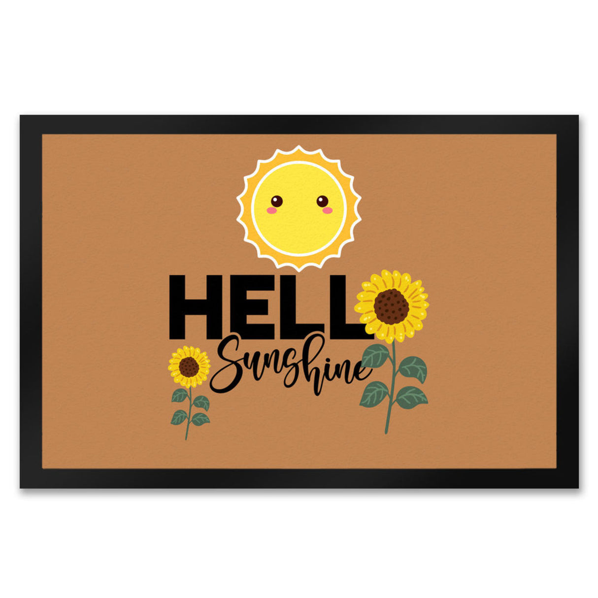 Gute Laune Fußmatte in 35x50 cm in hellblau mit Spruch Hello Sunshine