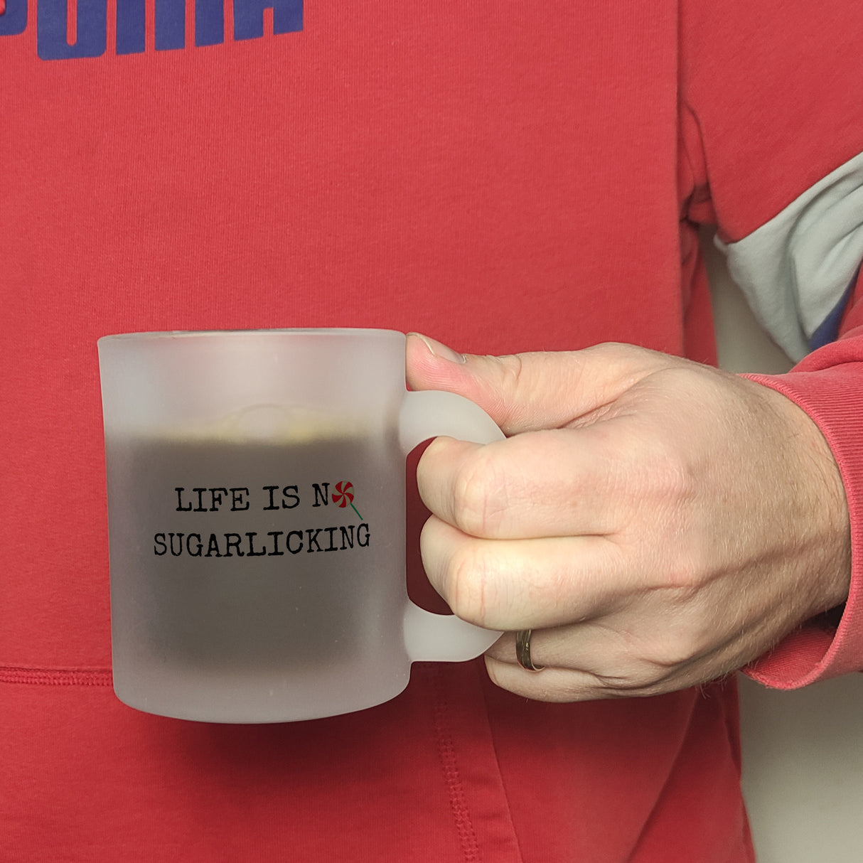 Denglisch Kaffeebecher mit Spruch - Life is no sugarlicking