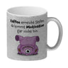 Freches Monster in rosa Kaffeebecher mit lustigem Spruch