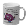 Freches Monster in pink Kaffeebecher mit lustigem Spruch