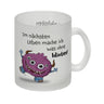 Freches Monster in pink Kaffeebecher mit lustigem Spruch