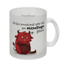 Freches Monster in hellrot Kaffeebecher mit lustigem Spruch