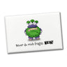 Freches Monster in dunkelrot Souvenir Souvenir Magnet mit lustigem Spruch