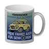 Freie Fahrt auch für Senioren Kaffeebecher mit Oldtimer Motiv