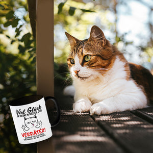 Viel Glück im neuen Job Verräter Mittelfinger Kaffeebecher mit frecher Katze