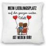 Liebespaar mit Herzballons Kissen mit Spruch