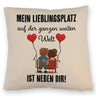 Liebespaar mit Herzballons Kissen mit Spruch