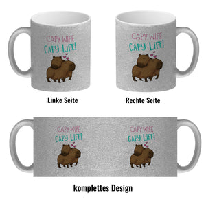 Capy wife capy life Kaffeebecher mit zwei verliebten Capybaras