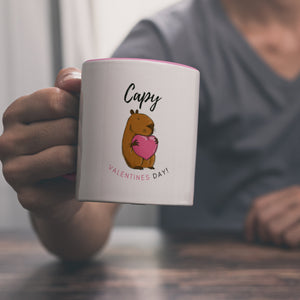 Capy Valentines Day Kaffeebecher mit niedlichem Capybara Motiv