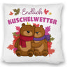 Endlich Kuschelwetter herbstliches Kissen mit Bärenpaar