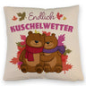 Endlich Kuschelwetter herbstliches Kissen mit Bärenpaar