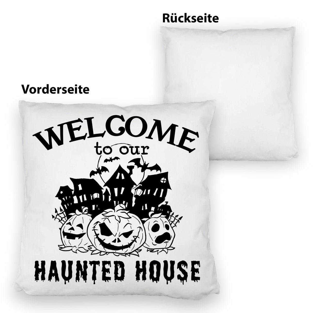 Geisterhaus Halloween Kissen mit Spruch - Welcome to our haunted house