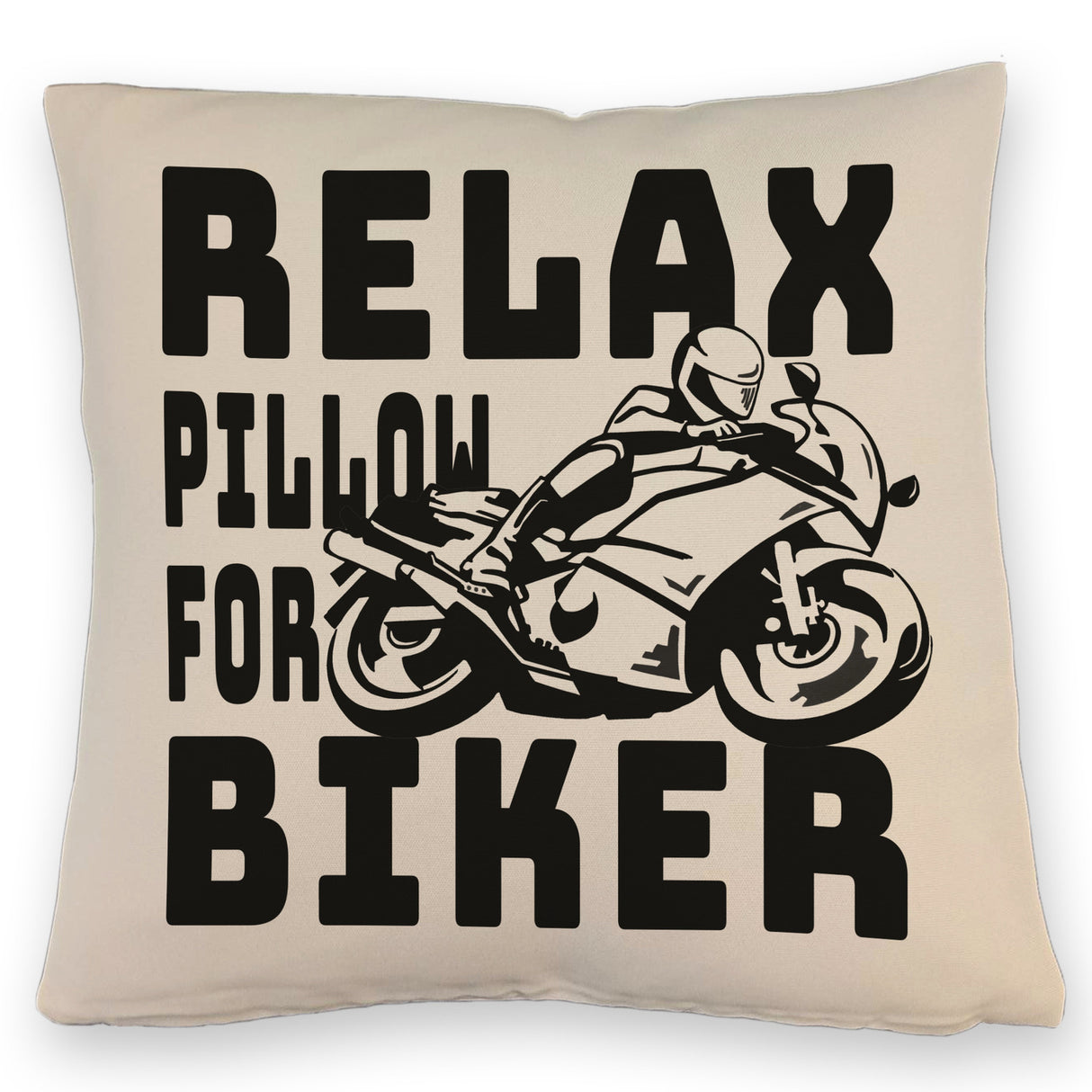 Relax Biker Kissen mit Motorradfahrer Motiv  Kauf jetzt und entspanne! –