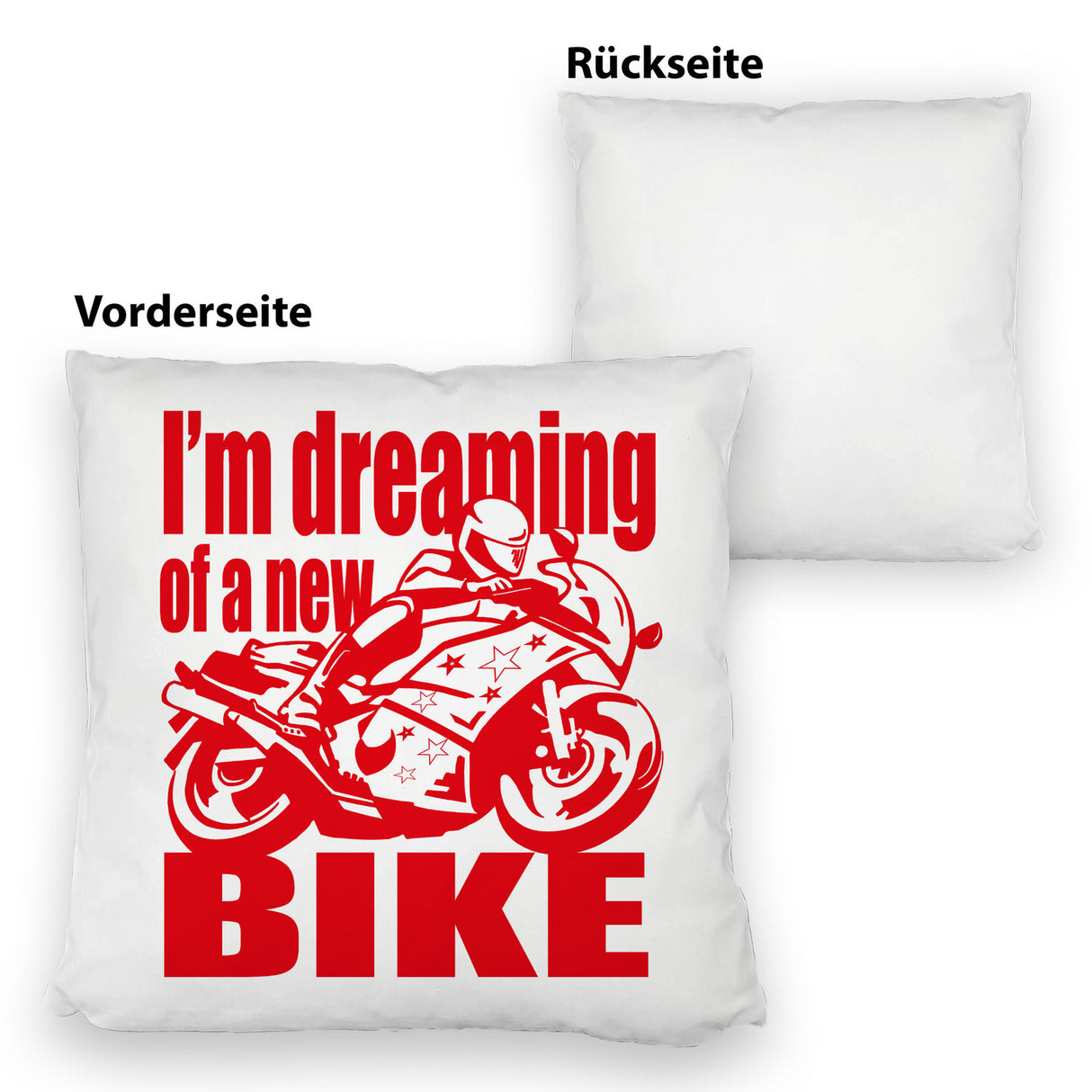 Biker Traum Kissen mit Motorrad und Spruch