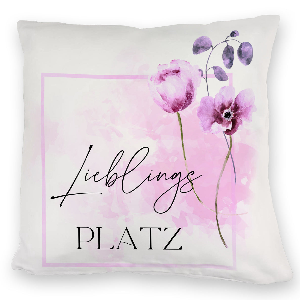 Lieblingsplatz Kissen mit Tulpen Motiv für Freunde zum Geburtstag