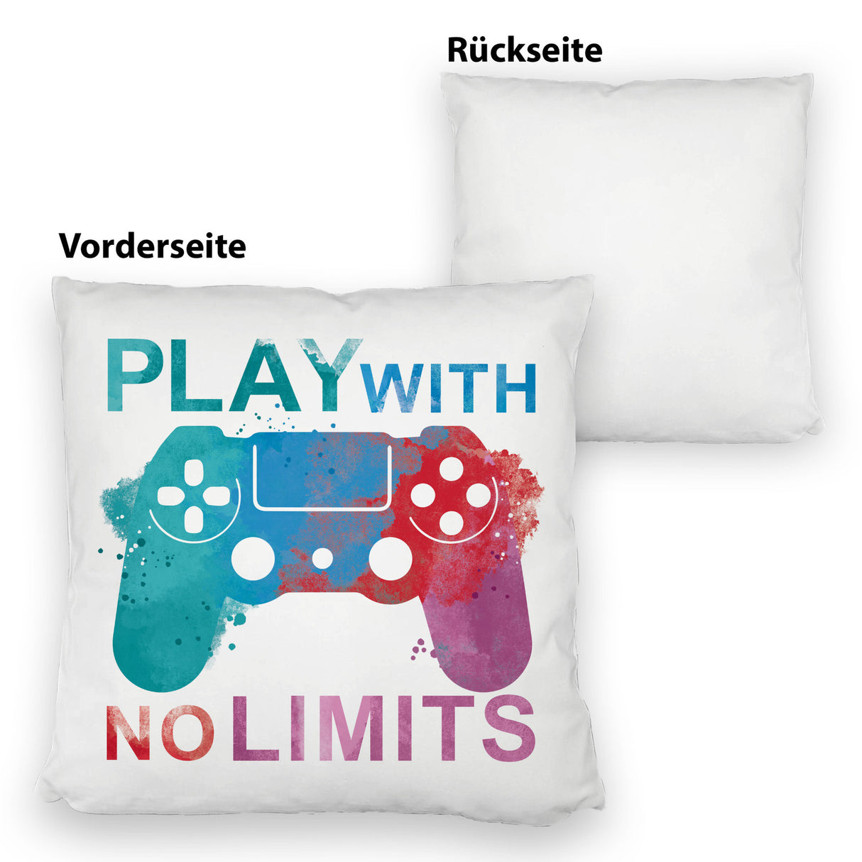 Game Controller Kissen mit Spruch Play with no limits