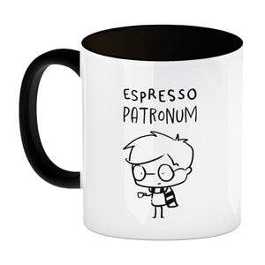 Zauberer mit Espresso Kaffeebecher mit Spruch Espresso Patronum