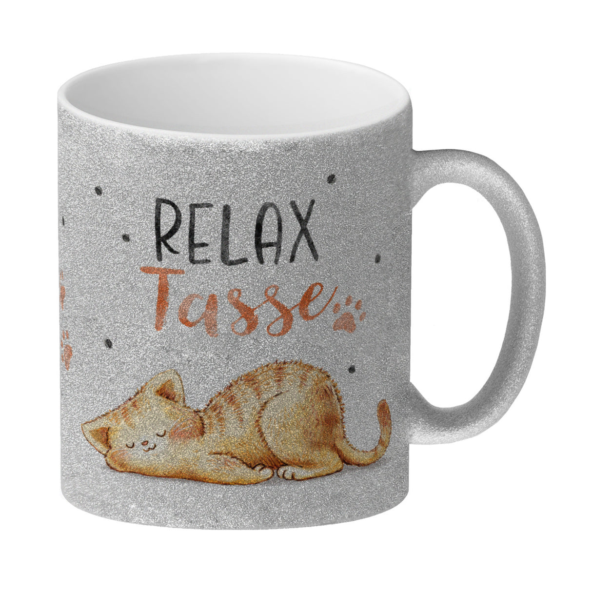 Relaxte Katze Kaffeebecher mit Spruch Relax Tasse