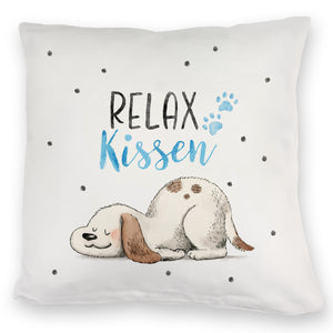 Relaxter Hund Kissen mit Spruch Relax Kissen