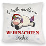 Weihnachts-Einhorn Kissen mit Spruch Weck mich an Weihnachten wieder