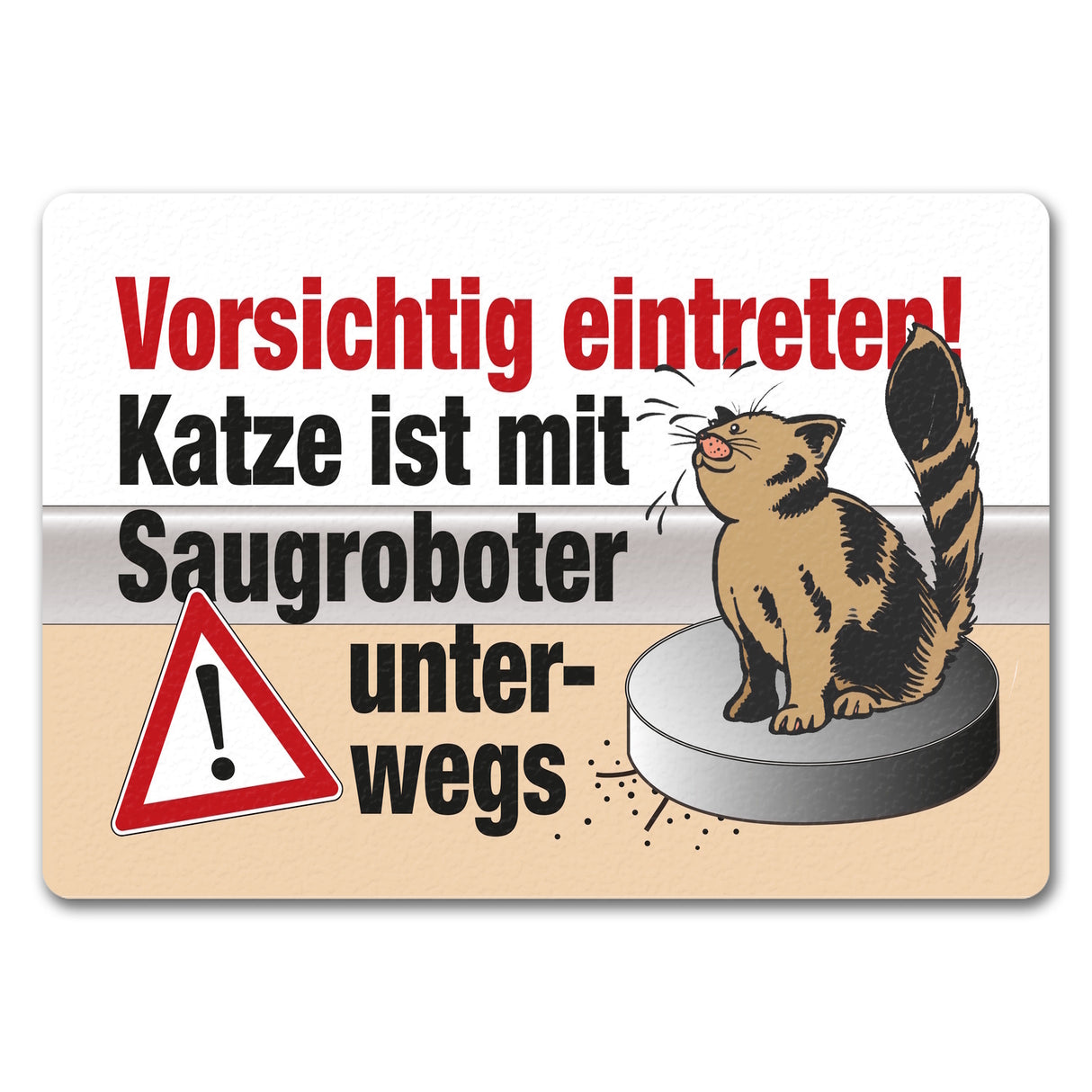 Vorsichtig eintreten - Katze auf Saugroboter Fußmatte