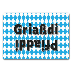 Griaßdi Pfiaddi Fußmatte mit bayrischer Flagge