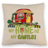 Wohnwagen Kissen mit Spruch My Home is my castle! I love camping