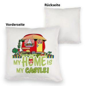 Wohnwagen Kissen mit Spruch My Home is my castle! I love camping