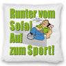 Auf zum Sport! Motivations Kissen mit Text und Spruch