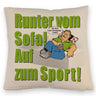 Auf zum Sport! Motivations Kissen mit Text und Spruch