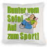 Auf zum Sport! Motivations Kissen mit Text und Spruch