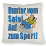 Auf zum Sport! Motivations Kissen mit Text und Spruch