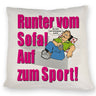 Auf zum Sport! Motivations Kissen mit Text und Spruch