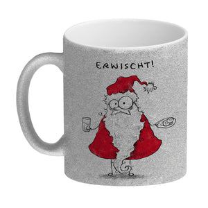 Weihnachtsmann am Naschen Kaffeebecher mit Spruch Erwischt
