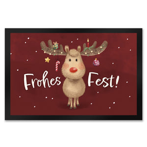 Frohes Fest Rentier mit Weihnachtsschmuck Fußmatte in 35x50 cm