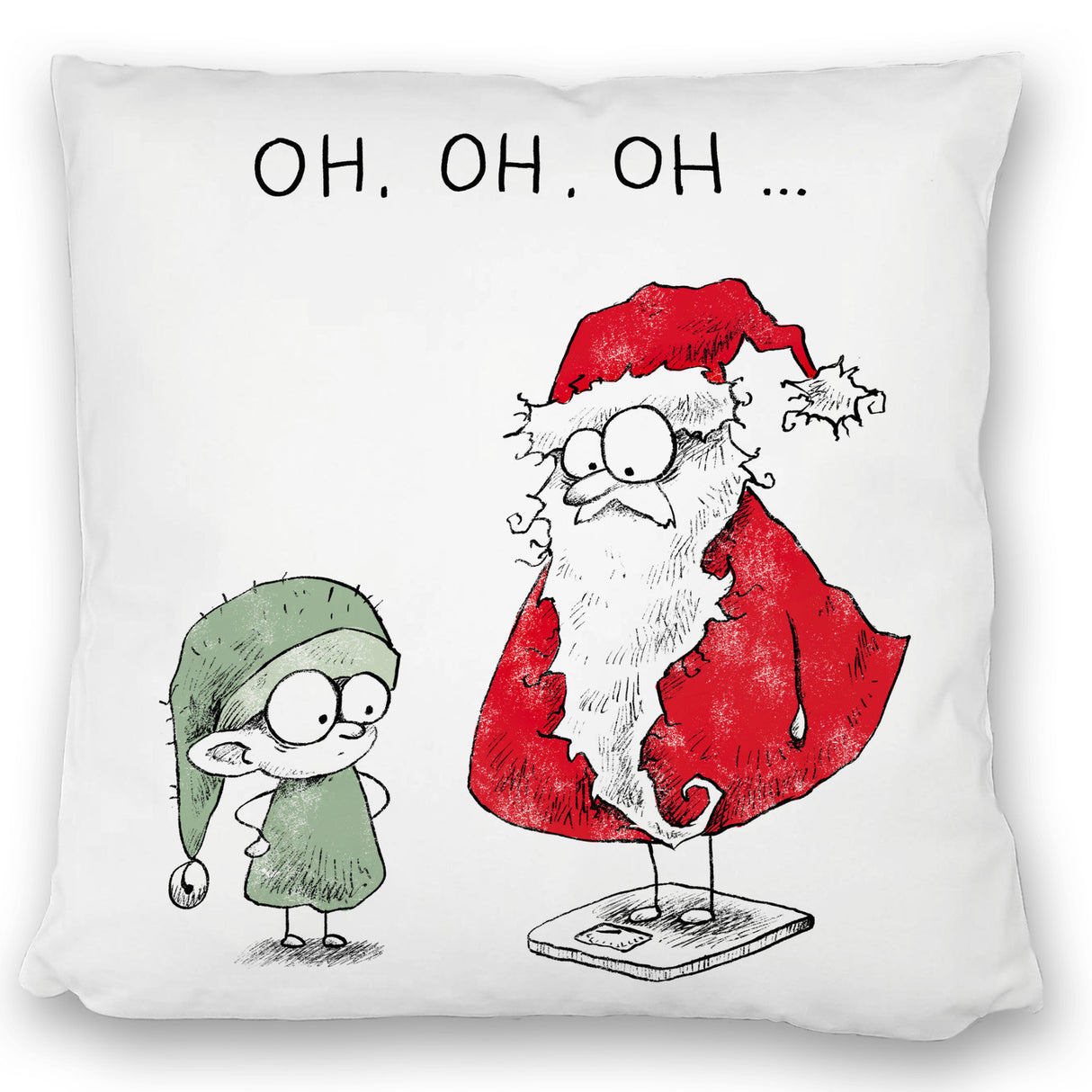 Weihnachtsmann am Naschen Kissen mit Spruch Erwischt