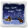 Winterlandschaft mit Hirsch Kissen mit Spruch Stille Nacht heilige Nacht