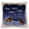 Winterlandschaft mit Hirsch Kissen mit Spruch Stille Nacht heilige Nacht