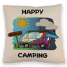 Hippie Wohnmobil Kissen mit Spruch Happy Camping