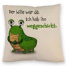 Freches Monster Kissen mit lustigem Spruch