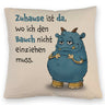 Freches Monster Kissen mit lustigem Spruch