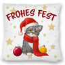 Katze mit Mütze Kissen mit Spruch Frohes Fest