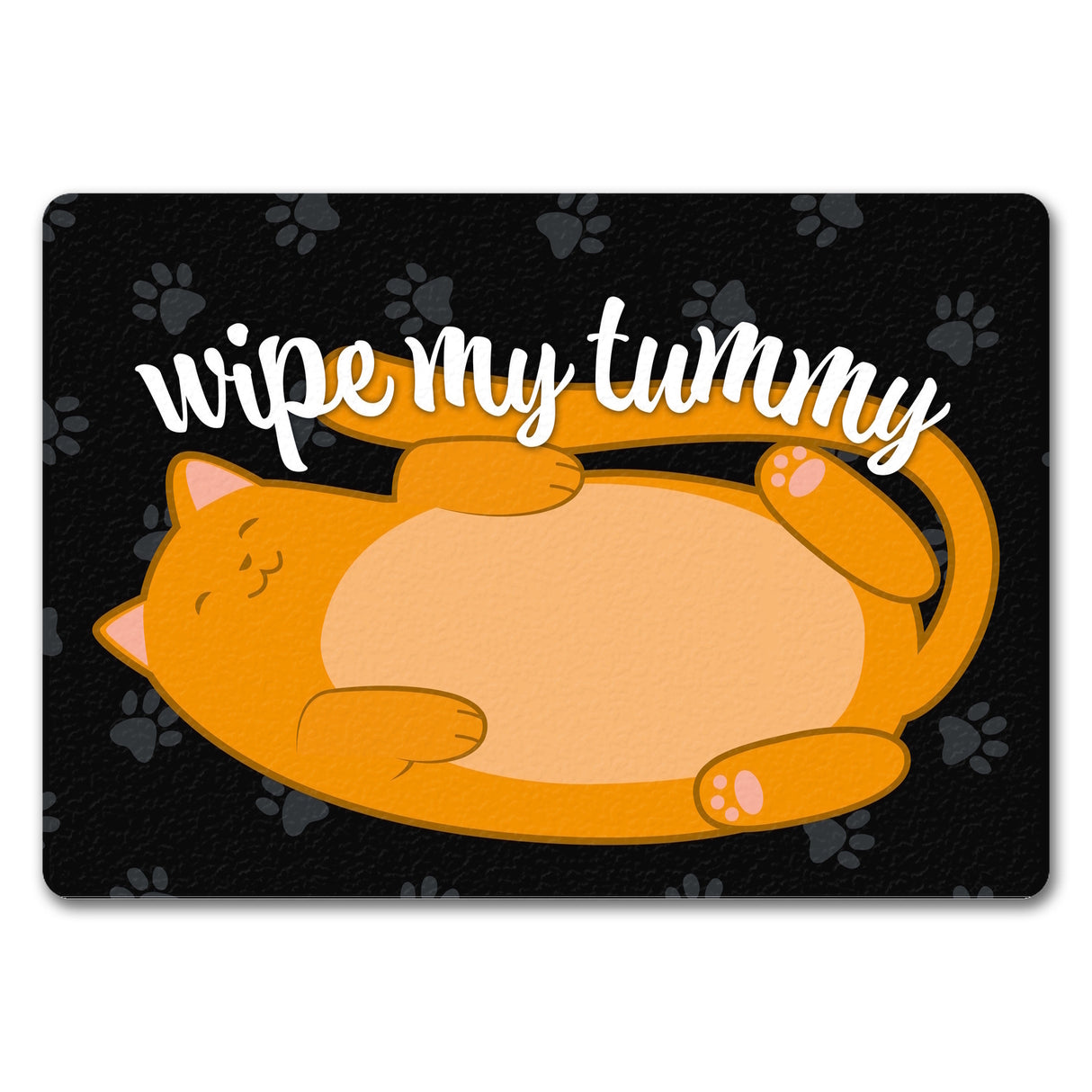 Wipe my tummy Katze Fußmatte in 35x50 cm und Spruch