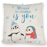 Pinguin Kissen mit Spruch Let it snow