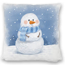 Schneemann im Wintersturm Kissen