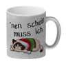 Genervter Kater Kaffeebecher mit Spruch nen scheiß muss ich