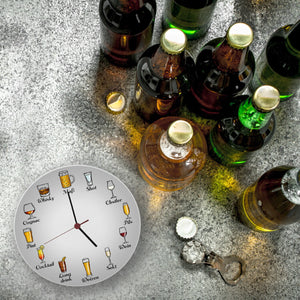 Alkoholische Getränke Wanduhr mit Bier, Wein und Co.